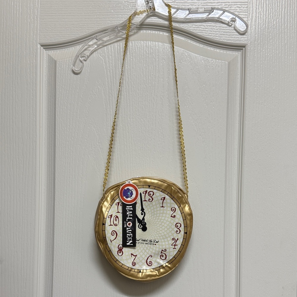 NEW with tags Gold Alice Clock Costume Purse